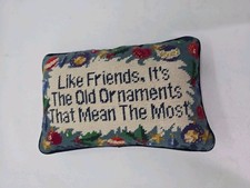 Vntg Floral Needlepoint Cross Stitch Pillow Friends Like Ornaments Cottagecore