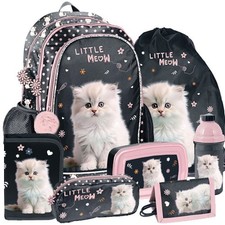 Katze Cat Rucksack Ranzen Schulrucksack Schulranzen Set 7 teilig 1-3 Klasse