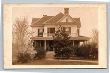 Vintage Early 1900s American Victorian House Sepia Postcard Unposted RPPC