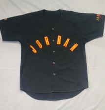 Vintage 90s Nike Air Jordan MJ Spellout Logo Baseball Jersey Black Men s