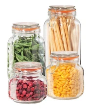 Oggi 4 Piece Airtight Glass Storage Containers Set - Includes 4 Glass Kitchen...