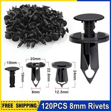 120x 8mm Bumper Clips Auto Car Hole Plastic Rivets Fastener Fender Push Pin New 120x 8mm Bumper Clips Auto Car Hole Plastic Rivets Fastener Fender Push Pin New