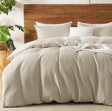 Waffle Weave Cream Duvet Cover Set - Soft Home Bedding
