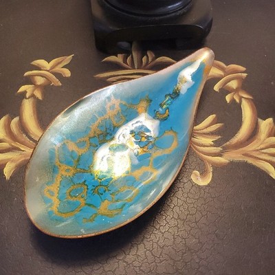 Kareka Spoon Rest or Small Dish Handmade Porcelain on Copper Hyannis Nantucket