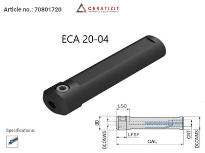 CERATIZIT EcoCut Adapter with coolant connection thread Mini ECA 20-04 NEW 1 pcs