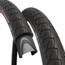 Fincci Pair 26 inch Bike Tires - Foldable Slick 26 x 1.95 26x1.95, Black