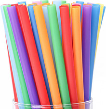 10.3" Jumbo Smoothie Milkshake Disposable Straws, 50 Pack Colorful 0.4" Wide