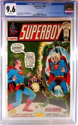   CGC 9.6 NM+ SUPERBOY #184 DC 1972 LEGION OF SUPER-HEROES SUPERMAN NICK CARDY