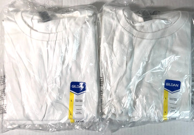 Gildan Youth Heavy Cotton (LOT Of 4) White Large Plain Boys T-Shirt Tee G5000B