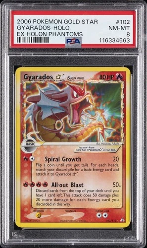2006 POKEMON EX HOLON PHANTOMS GOLD STAR #102 GYARADOS-HOLO PSA 8