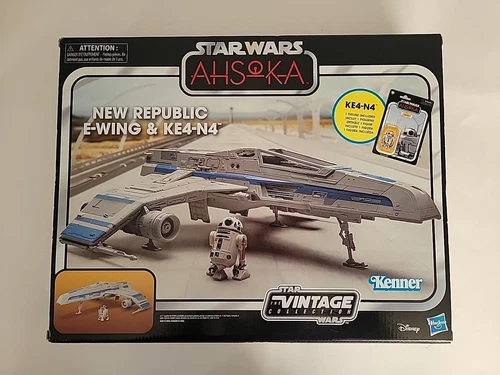 2024 Star Wars Vintage TVC E-WING FIGHTER 3.75" Hasbro Vehicle & KE4-N4 Droid