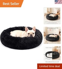 Plush Faux Fur Anti-Slip Donut Bed for Medium Dogs up to 45 lb - Eco-Friendly