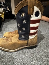 Cody Boots Leather Youth Size 2D American Flag Boots EUC A17