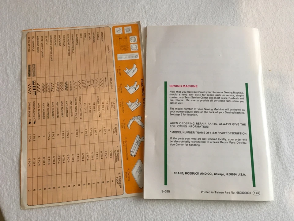 Kenmore Sewing Machine 16951 Owner's Manual - Image 2 of 3