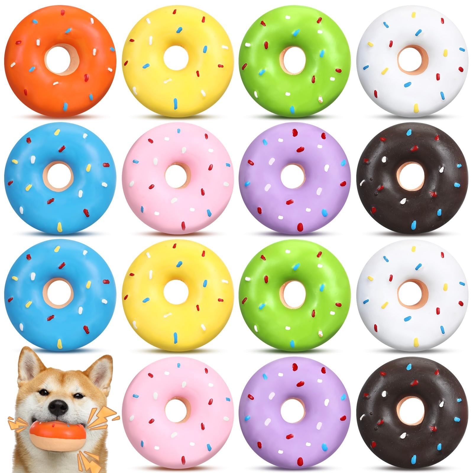 Donut Small Dogs Squeaky Chew Toys For Aggressi...