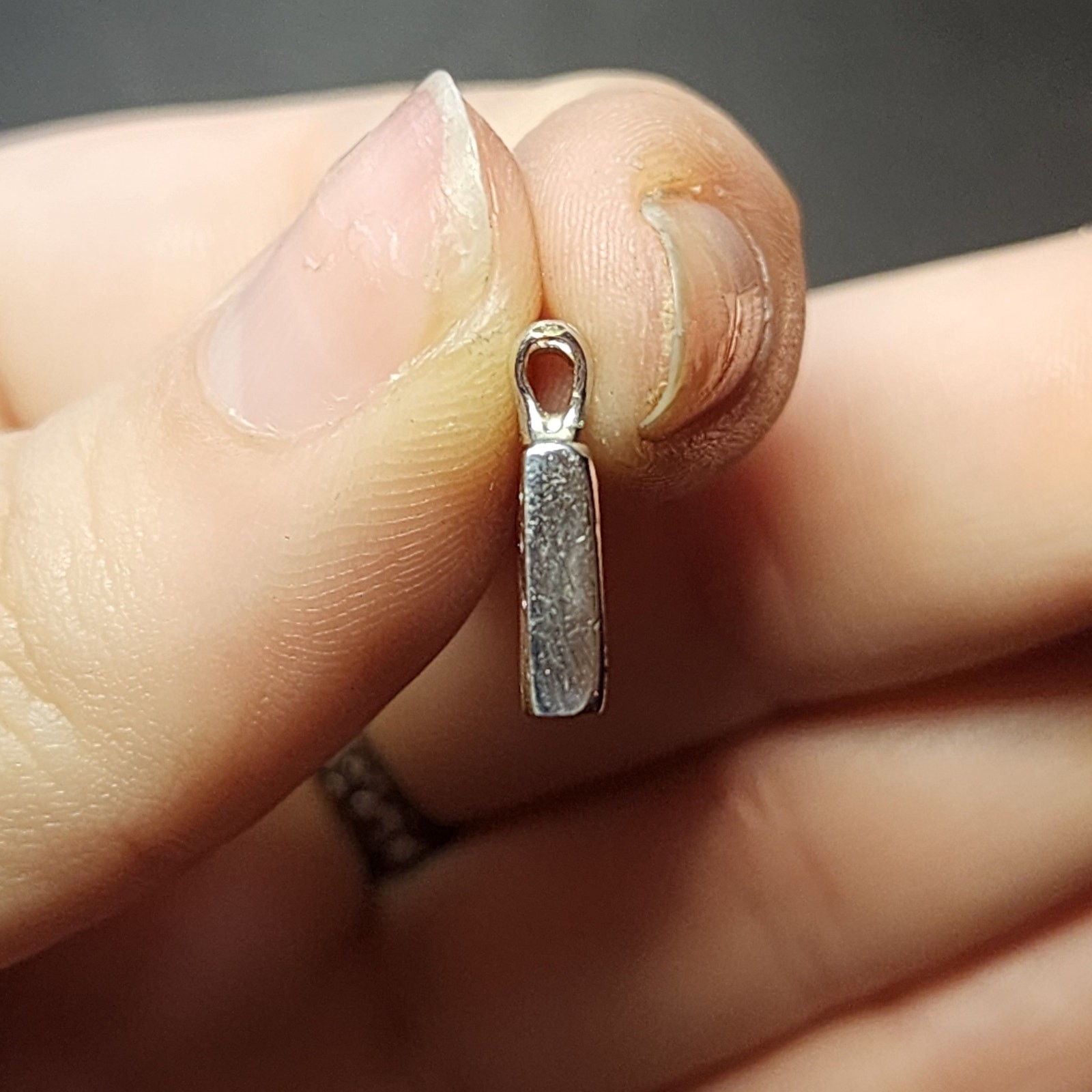 14K Solid White Gold Diamond Initial M Pendant 2.… - image 3