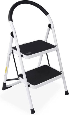 2 Step Steel Ladder, Folding Portable Step Stool W/ Non-Slip Feet, Rubber Pads, 