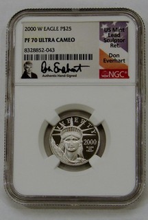 2020 Proof 1/4 oz Platinum American Eagle $25 NGC PF 70 UC firmato da Everhart