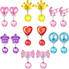 Hicarer 7 Pairs Girls Clip on Earrings Crystal Girls...