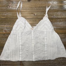 Zara White Embroidered Lace Camisole Top Floral Eyelet Cottagecore Large