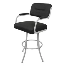 Tobias Designs 30" Swivel Metal & Vinyl Bar Stool in Gray and White