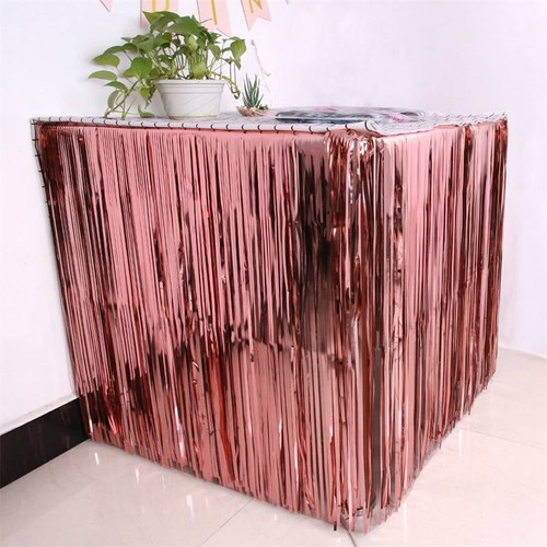 Decoration Table 275x74 cm Hawaii Party Skirt Foil Fringe Metallic Tinsel Skirt - Picture 5 of 19