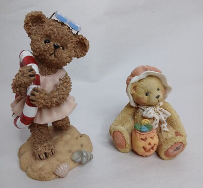 Cherished Teddies Connie Kuddles Korner 11914 August Lot of 2 Bear Figurines