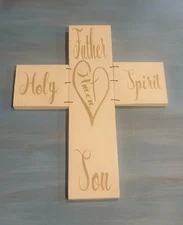 Wall Sign Cross (Father, Son, Holy, Spirit) off white