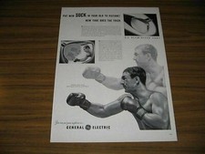 1953 Print Ad GE Aluminized TV Picture Tubes Rocky Marciano Champion Boxer