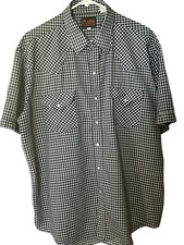 Vintage Plains Western Wear Blue/White Plaid Pearl Snap Up Shirt Mens Sz XL