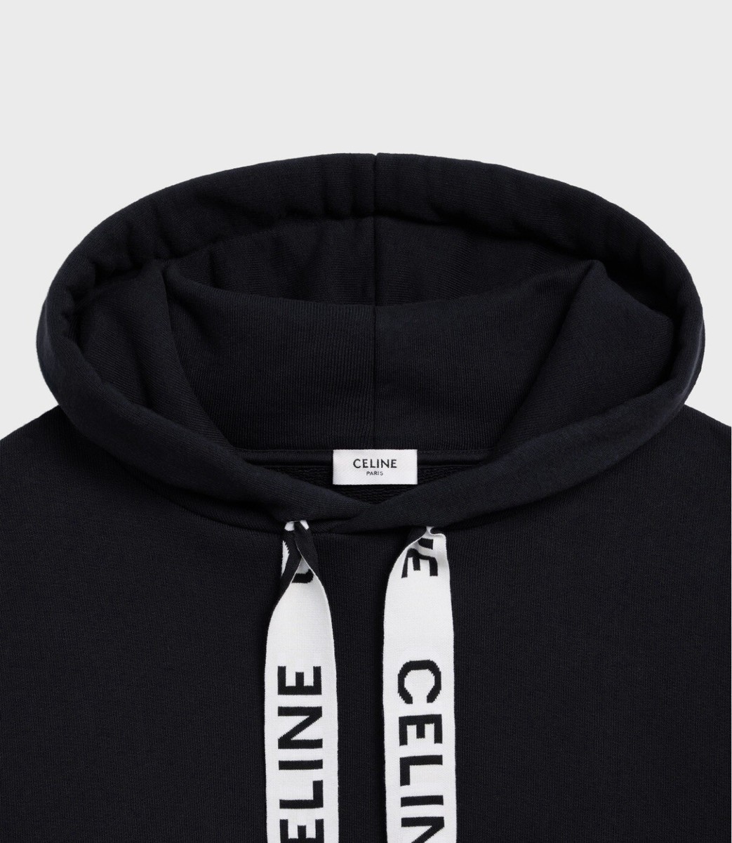 NWT CELINE Loose Hoodie in Cotton Fleece black sz XS | eBay