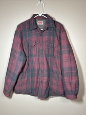 Vintage Wrangler Fleece Lined Button-Down Flannel Shirt Red  Dark Gray Medium
