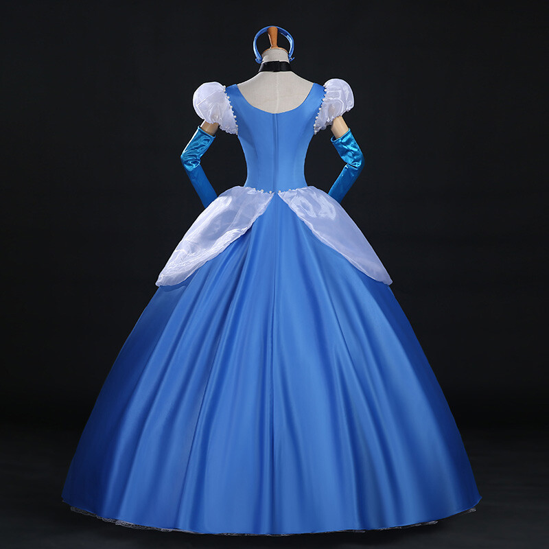 Cinderella Disney Cosplay Costume Evening Ball Long Blue Dress