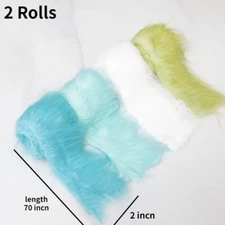 2 Rolls Faux Fur Fabric Strips Long Plush Ribbon Trim Soft DIY Sewing Craft