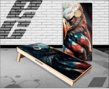 Patriotic American Eagle Flag Born Cornhole Boards Bean Bag Toss Game