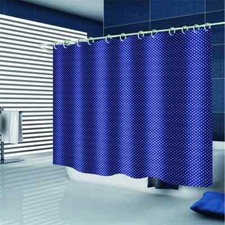 Blue With White Dots 3D Shower Curtain Waterproof Fabric Bathroom Decoration