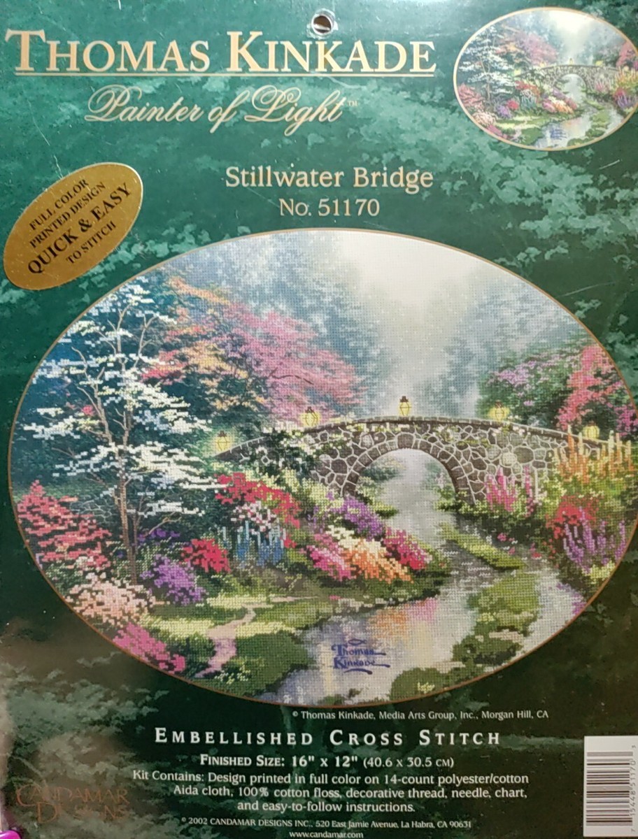クロスステッチ キット【CANDAMAR DESIGNS】Stillwater Bridge 51170 Thomas Kinkade Stillwater Bridge Embellished Cross Stitch Kit