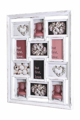 levandeo Bilderrahmen Collage 52x67cm 12 Fotos 10x15 Shabby Chic Vintage Glas