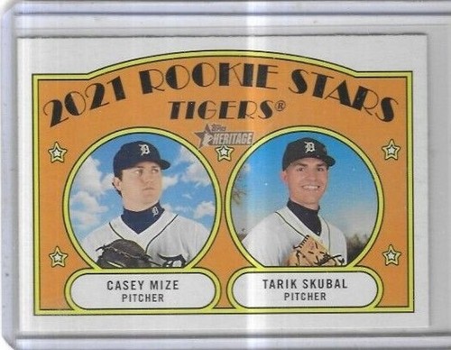 2021 Topps Heritage #253 Casey Mize & Tarik Skubal Detroit Tigers Rookie Stars