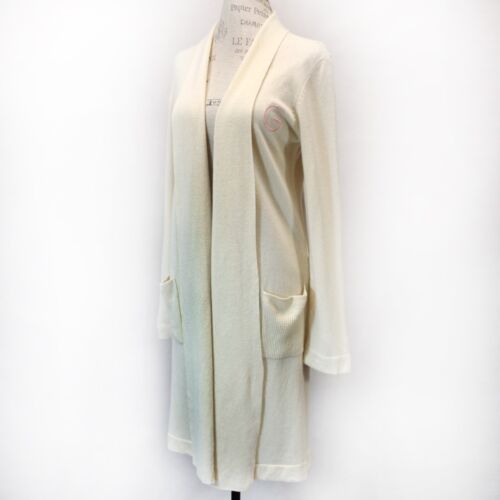 Williams Sonoma home 2-ply 100% cashmere open front G embroidered sweater robe M
