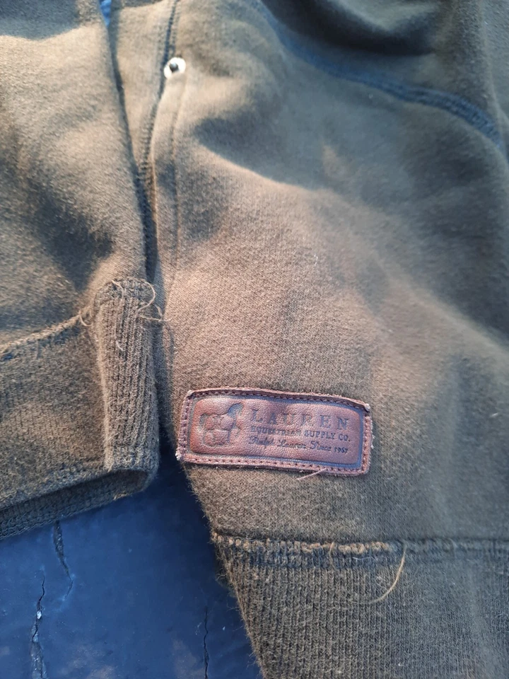 L - VTG Vintage Ralph Lauren Polo Jean Zip Up Sweatshirt Hoodie 80's Brown Y2K - Image 2 of 4