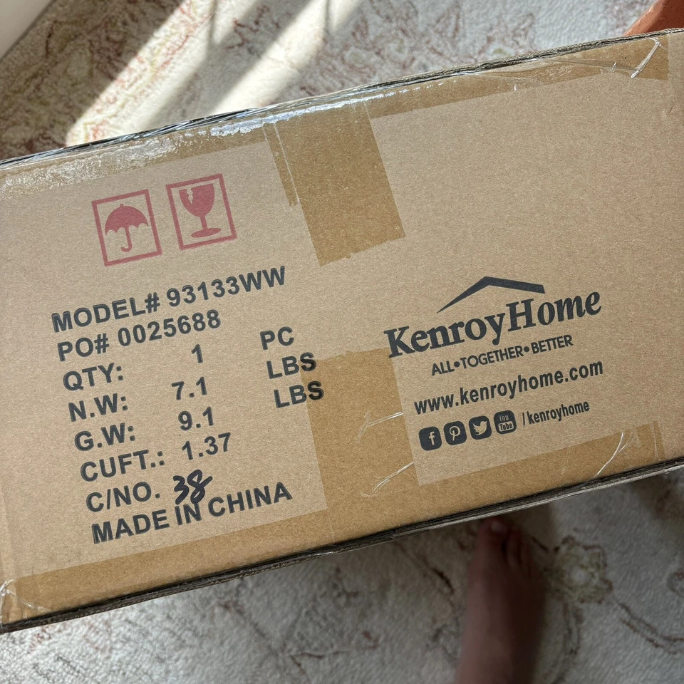 Lámpara de araña Kenroy Boho Coastal French Country Wood Bead 3lt Chippy blanca 93133WW Foto 3 de 4