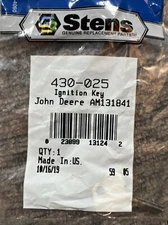 Ignition Key replaces John Deere AM131841 Part # 430-025 STE~430-025