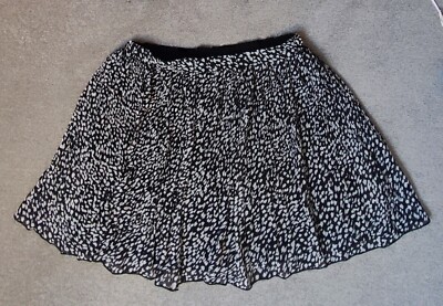 Plissée Rock NEU mit Print Sassyclassy Schwarz Weiß Beige Größe L Minnirock