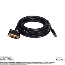 Cable HDMI DVI-D Digital Video 24 +1 25 Pin 15FT SKU 113042