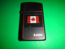 Black Matte Zippo Slim Lighter with Flag of CANADA Decal Sticker