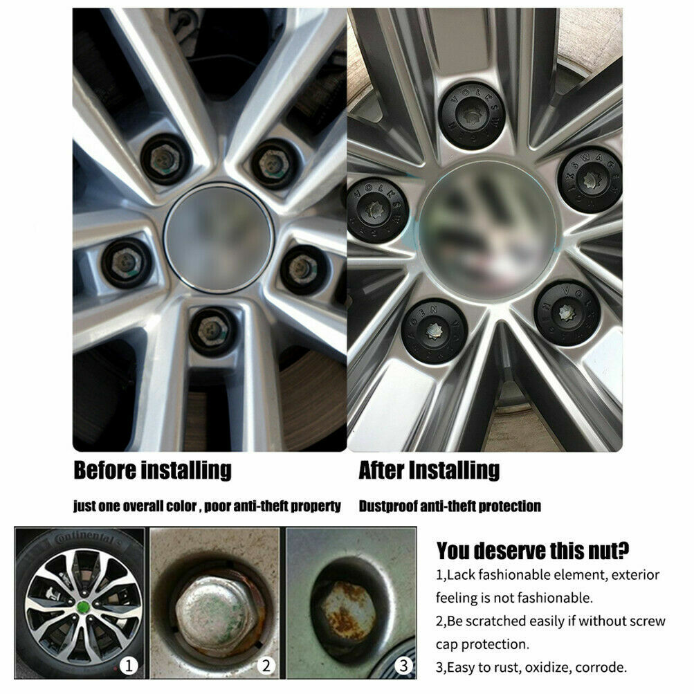 20 set For VW Golf Bora Passat Jetta Seat 17mm Wheel Lug Nut Bolt Cover