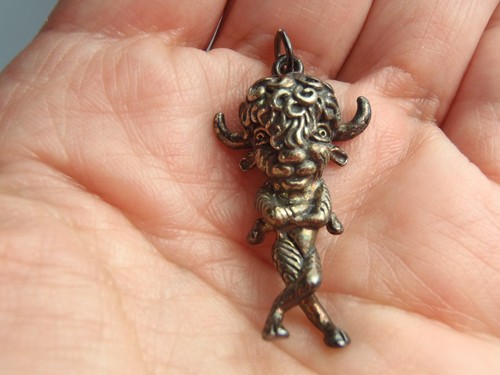 925 Solid Sterling 3D Buffalo Man Pendant 1 1/4" Long