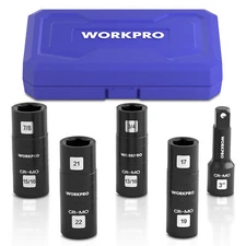 WORKPRO 5PCS Impact Socket Set 1/2" Drive, Lug Nut Socket Set Cr-Mo Steel
