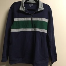 Club Room Men's 1/4 Zip Pullover Fleece Shirt With Pockets Navy/Green Blue Sz-L